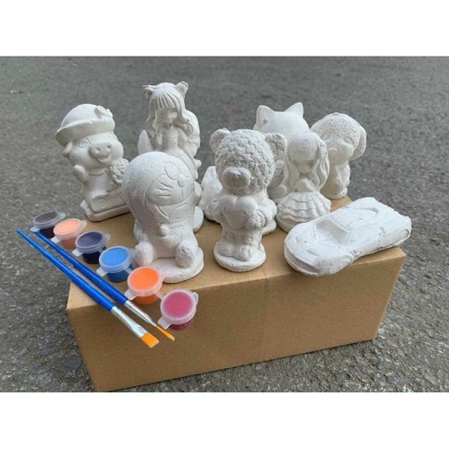 Tô tượng thạch cao 12 màu 10 tượng cho bé - bộ tô tượng cho bé yêu 10 tượng thạch cao tặng theo 12 màu vỉ cọ