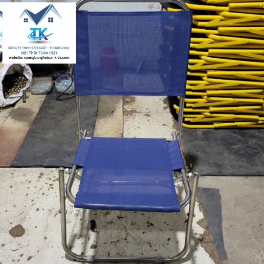 Ghế xếp inox vải lưới lưng thấp