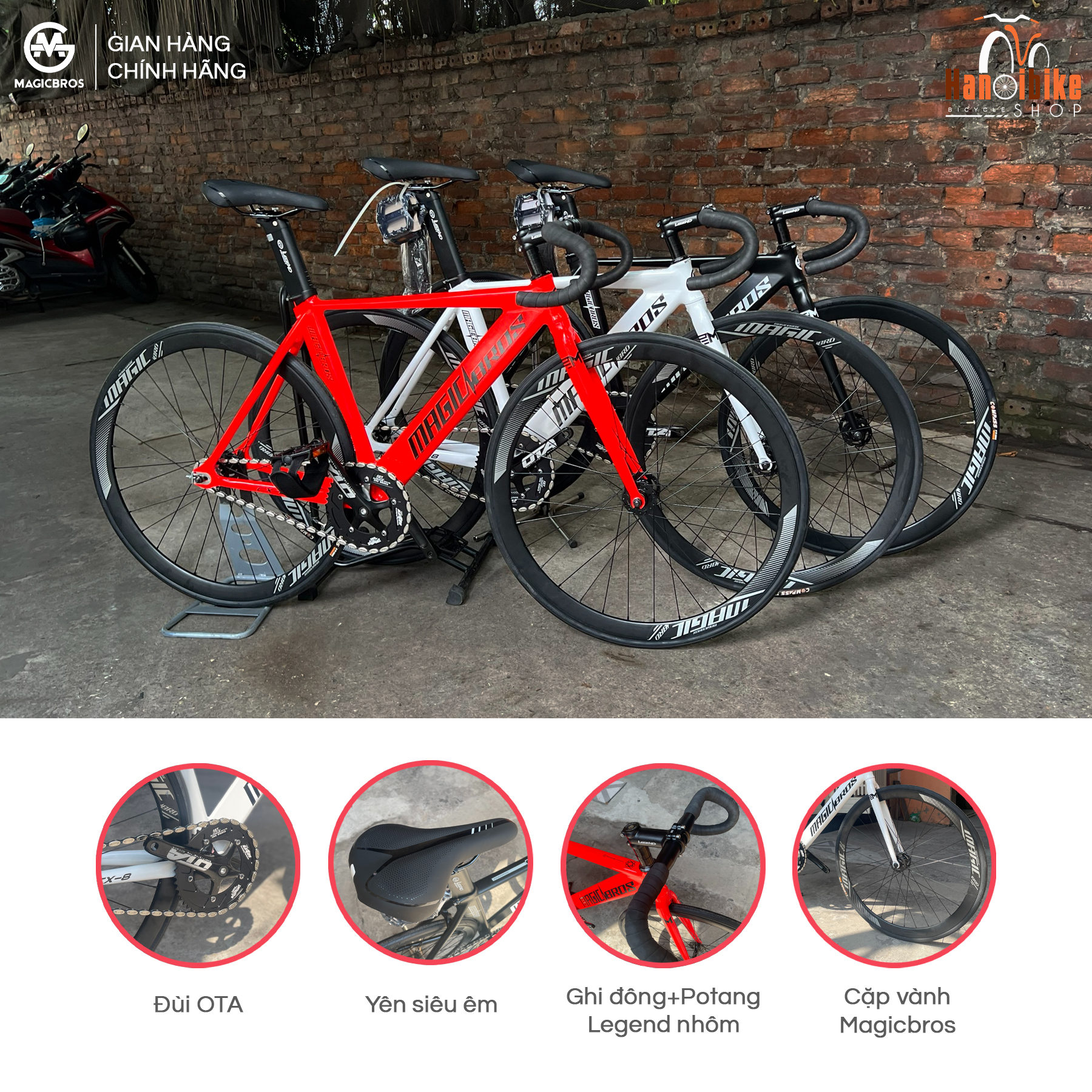 Xe đạp Fixed Gear Magicbros CX-8 khung nhôm không mối hàn