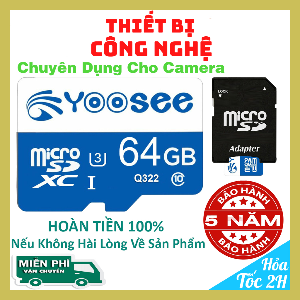 Thẻ nhớ yoosee 64gb 32gb class 10 cho camera, điện thoại, loa đài - thẻ nhớ camera yoosee | bh 5 năm