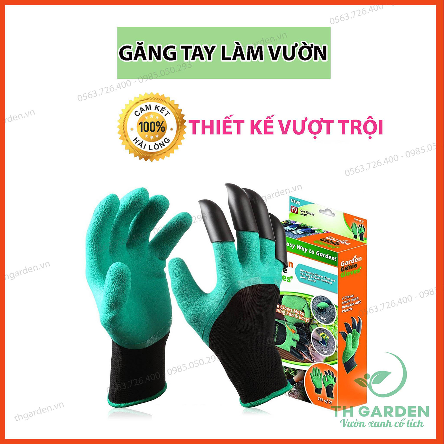 Găng Tay Làm Vườn Có Móng Vuốt Chuyên Dụng TH Garden- Dễ Dàng Đào Xới Đất - Co Giãn Đàn Hồi Rất Êm Ái