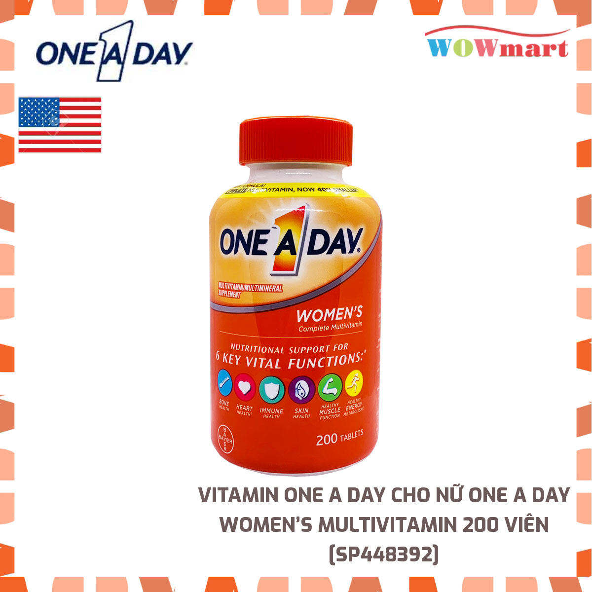 Vitamin One A Day cho nữ One A Day Women’s Multivitamin 200 viên - [MỸ]