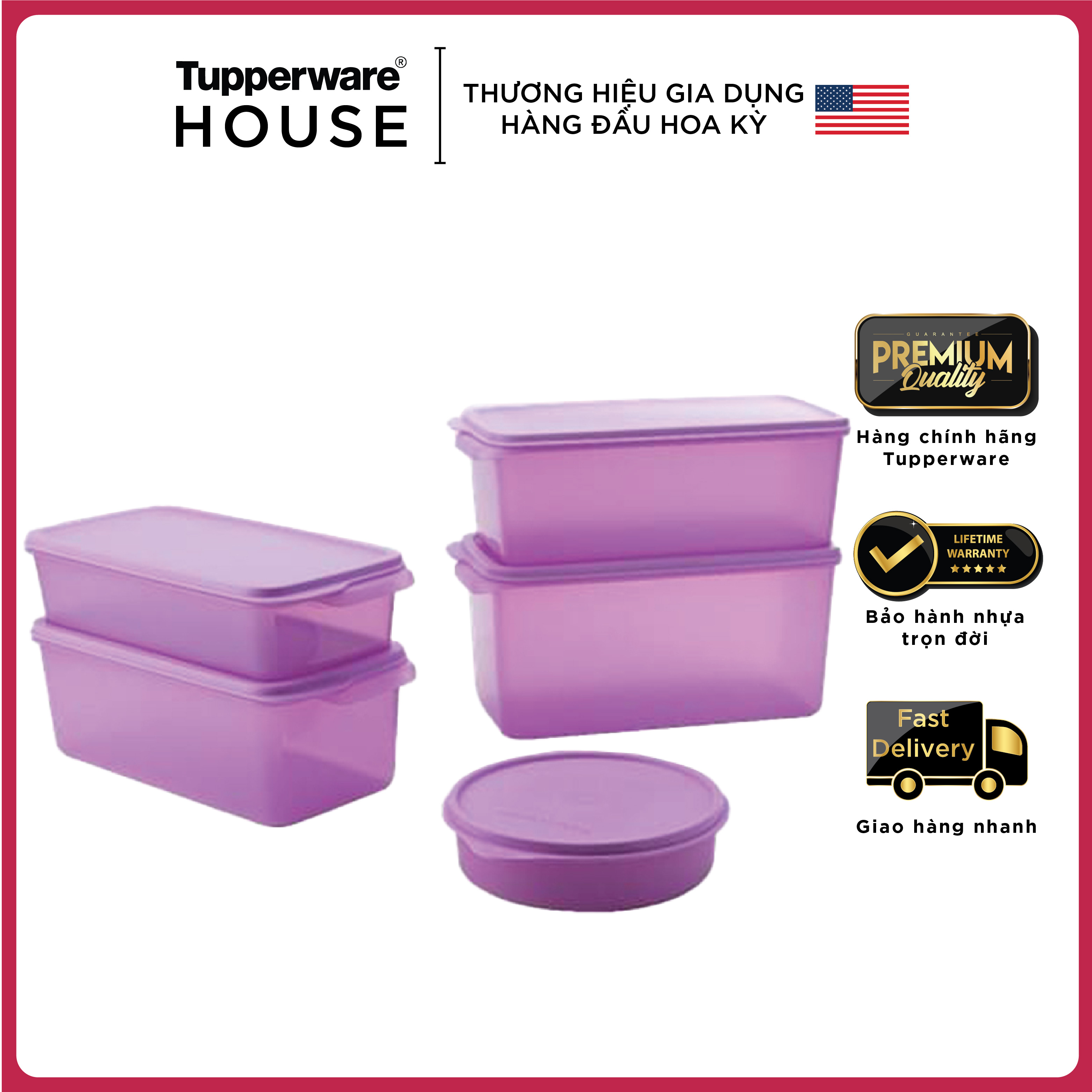 Bộ hộp trữ mát Tupperware Freshia tím
