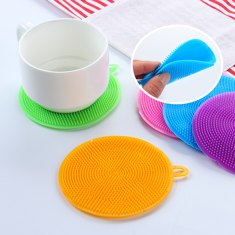 Miếng Rửa bát silicon 2 mặt gai, miếng rửa chén bát có quai đeo