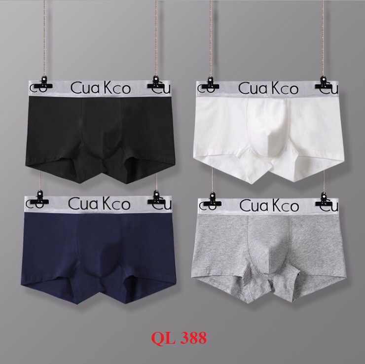 Quần Lót Nam - Quần Sịp Đùi - Combo 4 Quần Lót Boxer Cao Cấp, Kháng Khuẩn Ngăn Mùi Hôi Mềm Thoáng Mát Thiết Kế Quyến Rủ Độc Đáo Hàng Nhập Khẩu QL 388