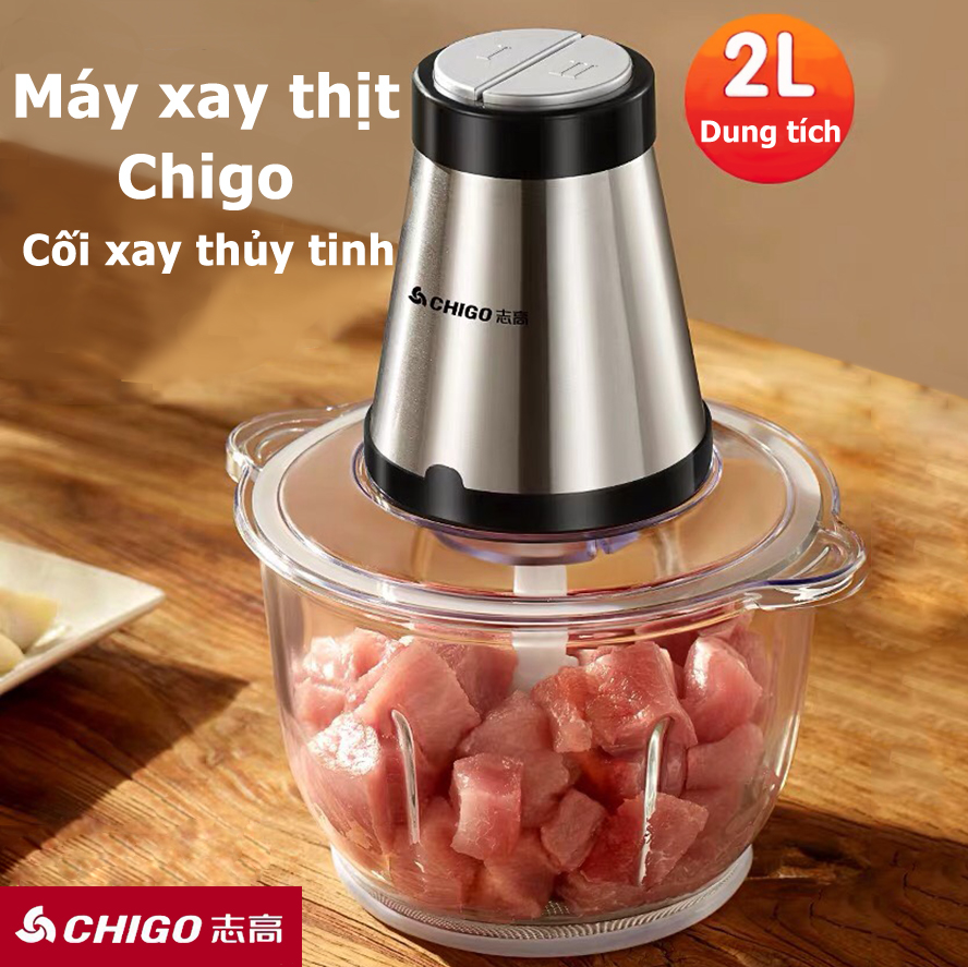 Máy Xay Thịt Cối Thủy TInh, Cối Inox 4 Lưỡi  Đa Năng,  Công Suất 300W, Dung Tích 1.8L, Máy Xay Tỏi Ớt- Tặng kèm 1 bộ lưỡi dao dự phòng