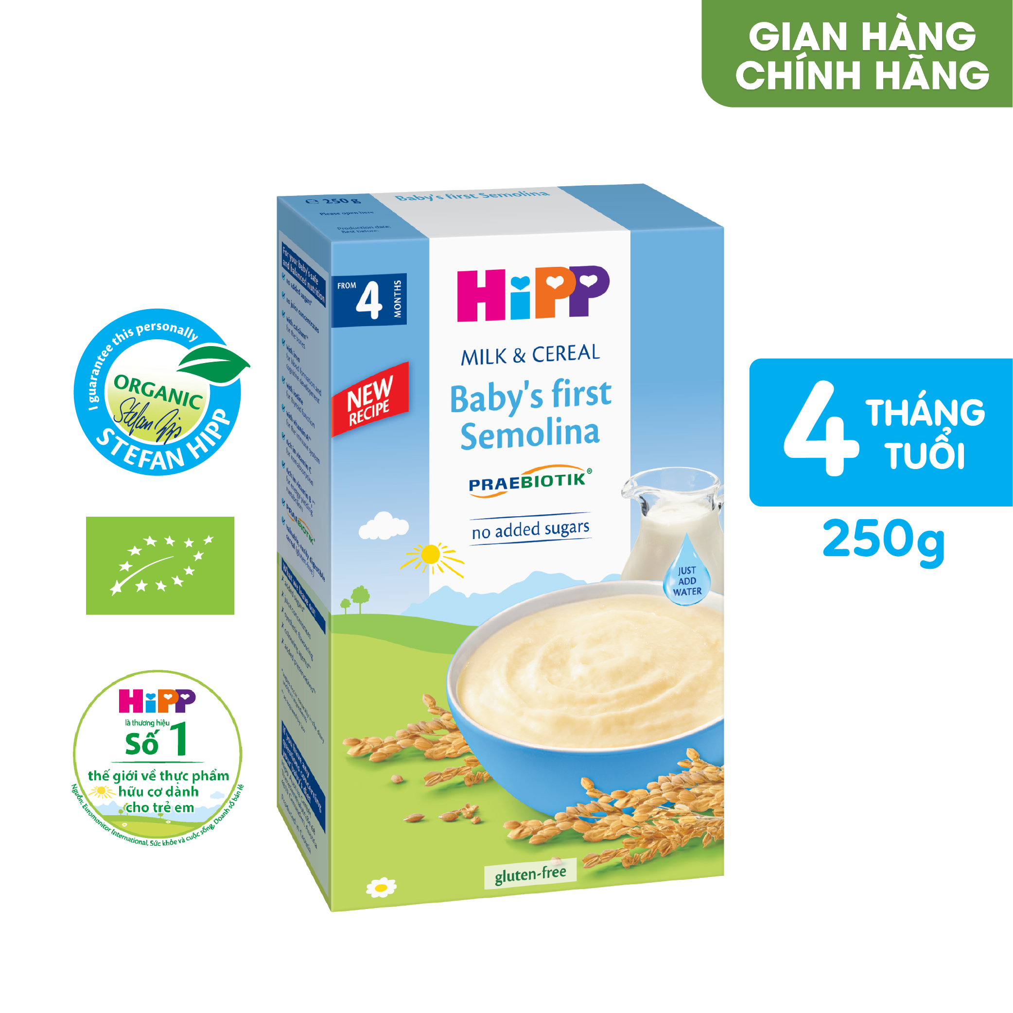 Bột ăn dặm dinh dưỡng sữa, hoa quả hipp organic 250g