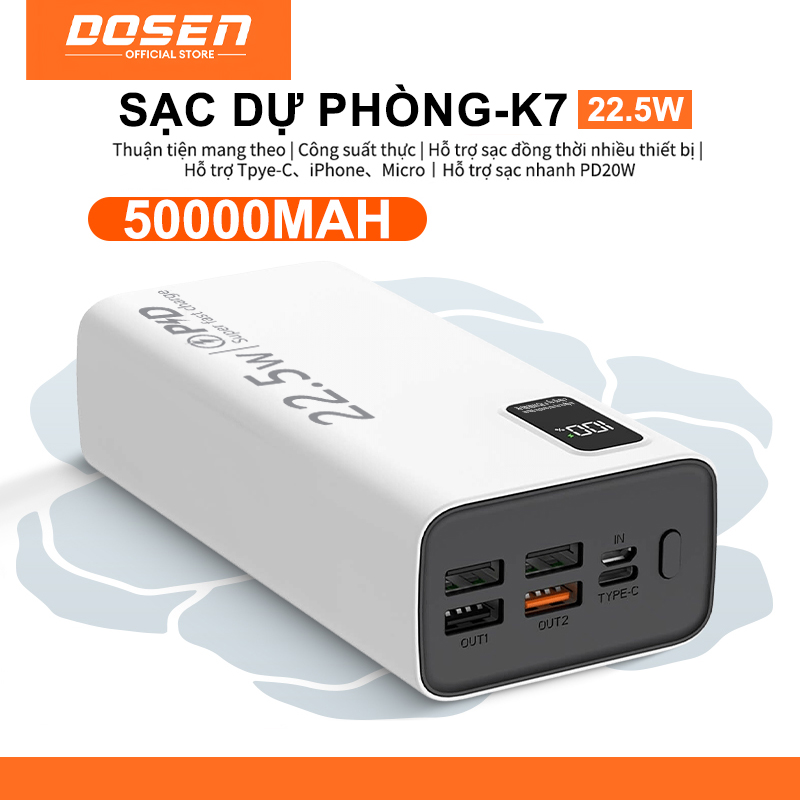 Sạc dự phòng Power bank PD22.5W 10000MAH 30000mah 50000mAh pin dự phòng màn hình Led tích hợp tích hợp Tương thích với Type-C Micro,iPhone