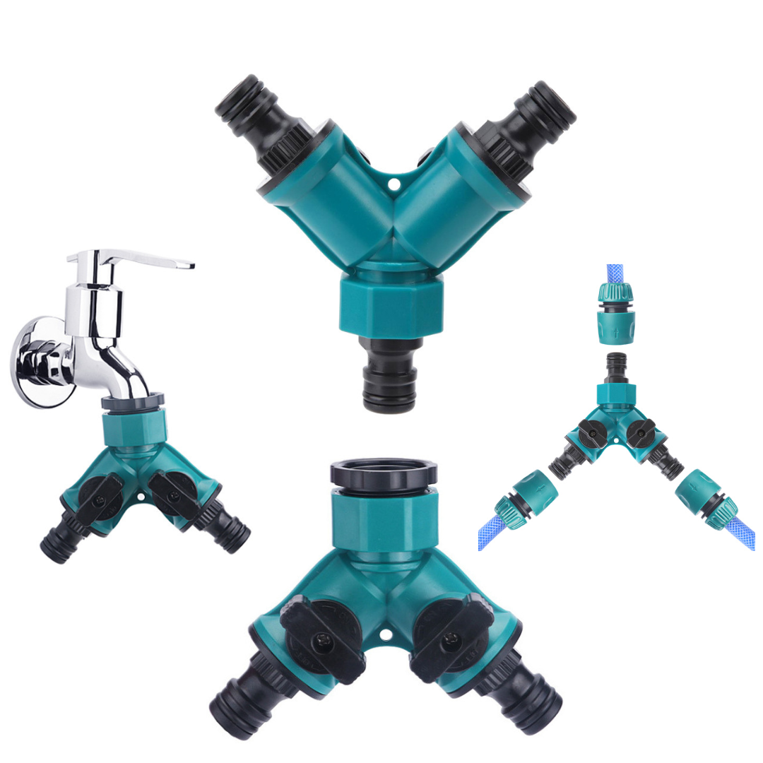 Đầu Chia Vòi Nước, Van Chữ Y Chia 2 Đường Nước Có Van Khoá Phi 27mm