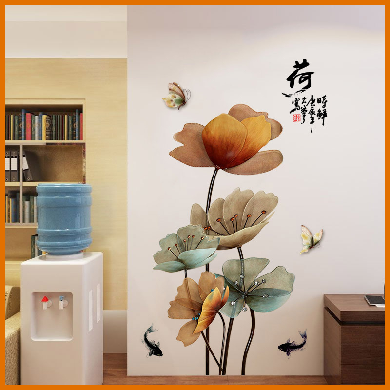 Decal dán tường hoa pha lê 3D