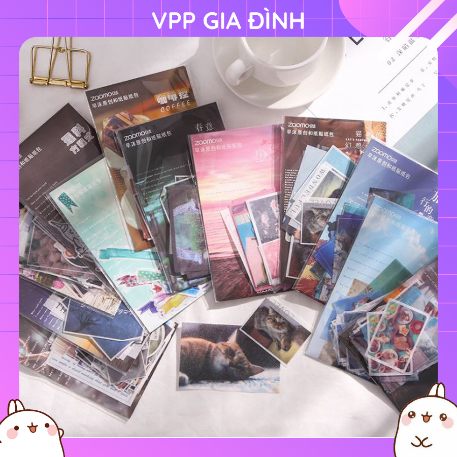 Bộ 40 nhãn dán sticker trang trí zaomo card