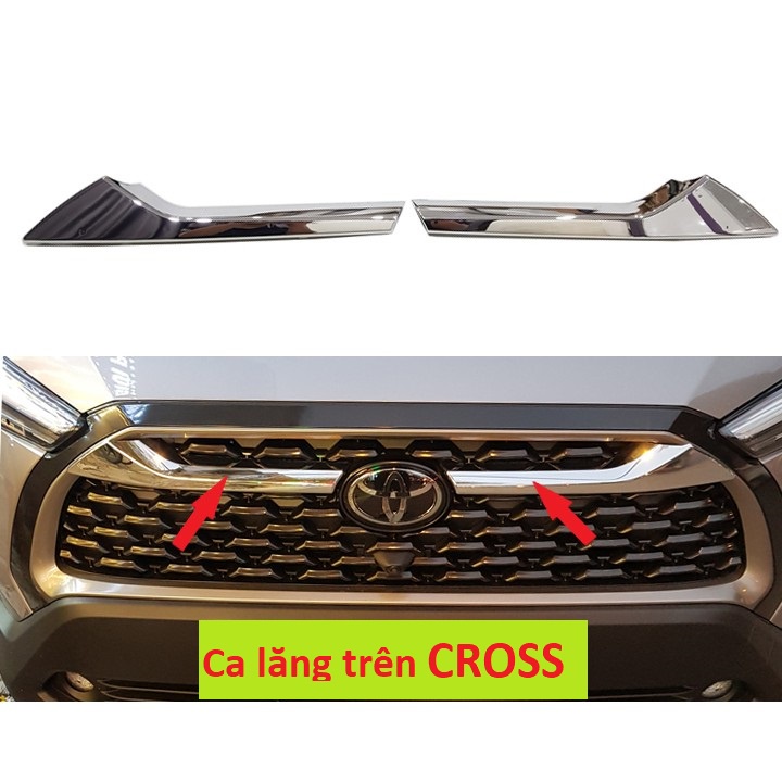 Thanh ốp mặt ca lăng, calang xe Toyota Corolla Cross 2020 2021 2022 màu xanh, trắng ( 2 thanh bên trên )