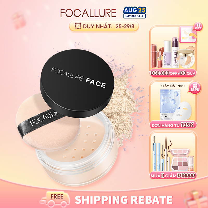 Phấn phủ trang điểm FOCALLURE màu tự nhiên mềm mịn không thấm nước giữ lớp trang điểm bền lâu hoàn thiện - INTL