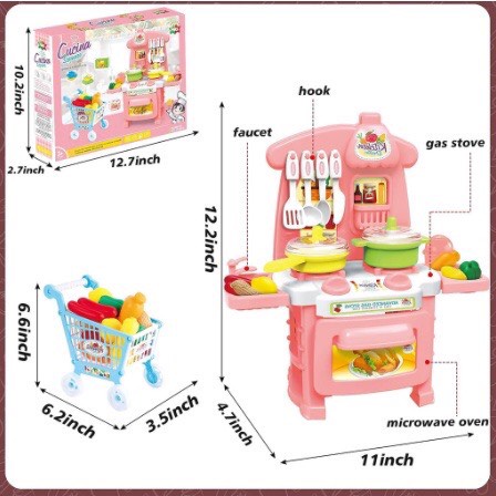 Bộ đồ chơi nấu ăn nhà bếp kitchen dream kèm - bộ bếp nấu ăn cho bé kèm xe đẩy