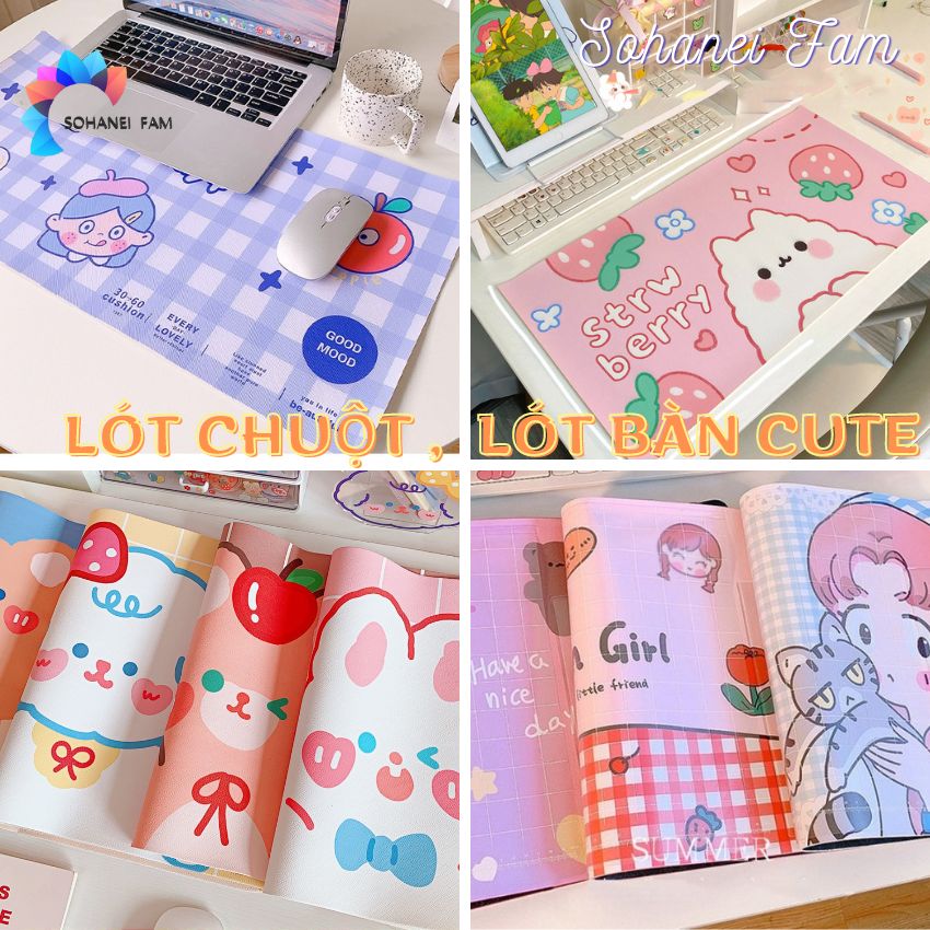 [70x33cm, 59x30cm-Nhiều mẫu] Miếng Lót Chuột, Bàn Di Chuột Cỡ Lớn, Lót Bàn, Lót Tay, Đệm Chống Thấm Nước Cho Máy Tính Để Bàn Hoạt Hình Dễ Thương- SOHANEI FAM