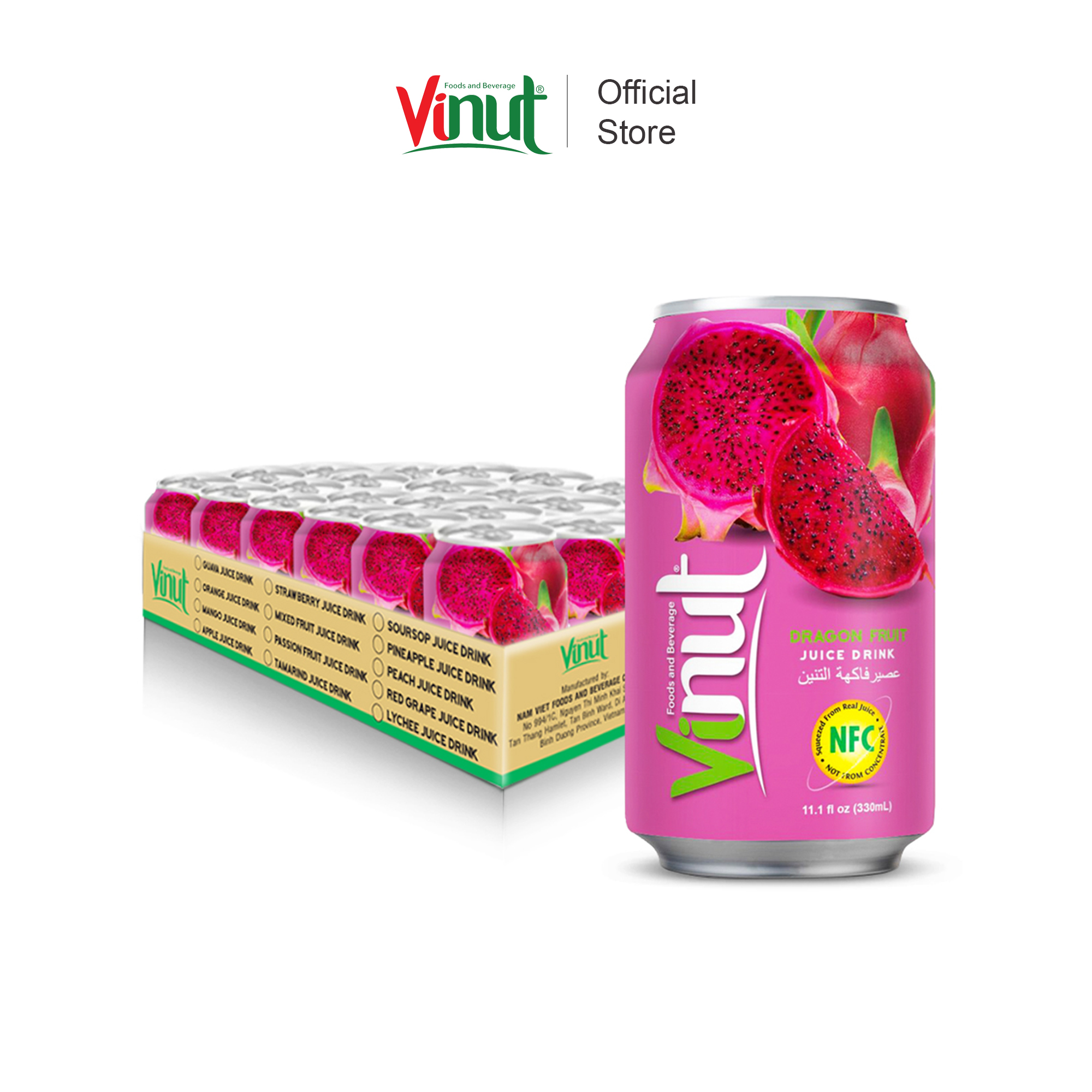 [KHAY 24 LON] Nước Ép Thanh Long Vinut 330ml