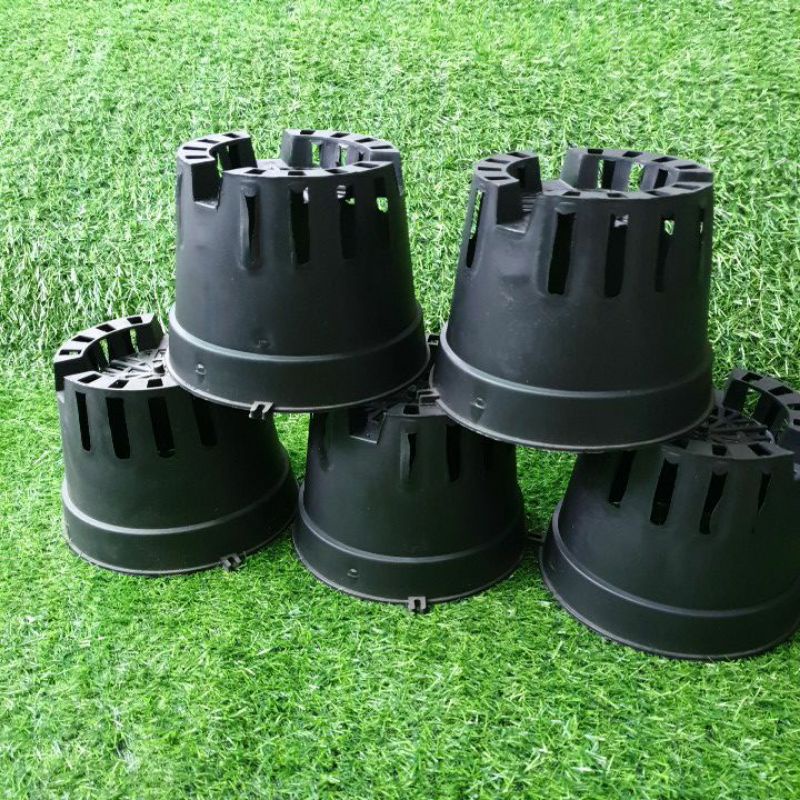 Combo 10 chậu nhựa đen trồng lan f21,chậu trồng lan,giỏ treo lan