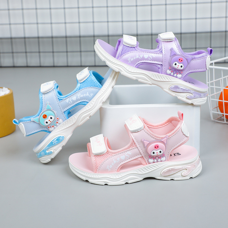 Sandal KUROMI bé gái phong cách Hàn Quốc Mẫu Mới Xăng đan học sinh đi học hình Kuromi Dép quai hậu bé gái da mềm đế êm Hot Trend SD164