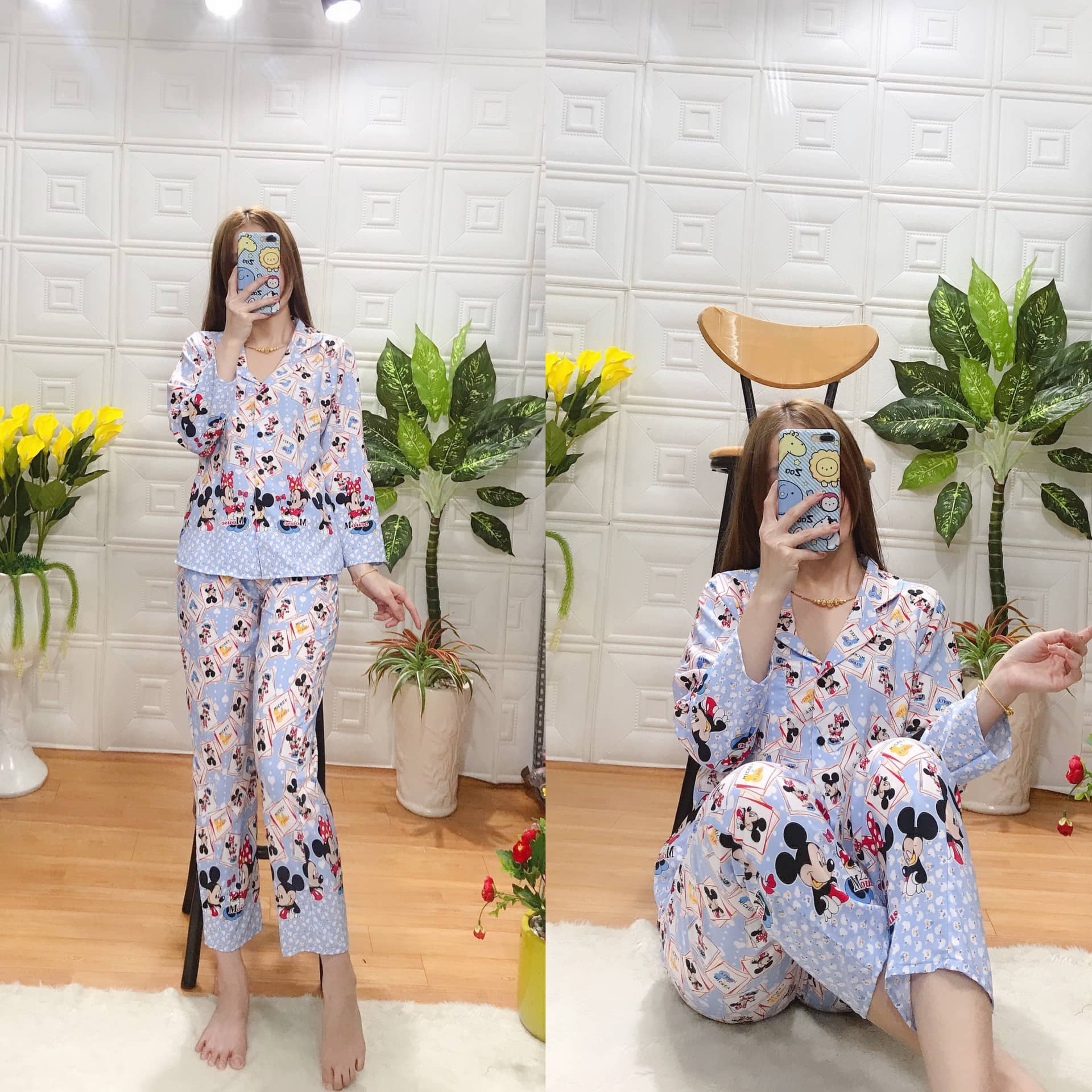Đồ ngủ nữ - Đồ bộ lụa satin cao cấp