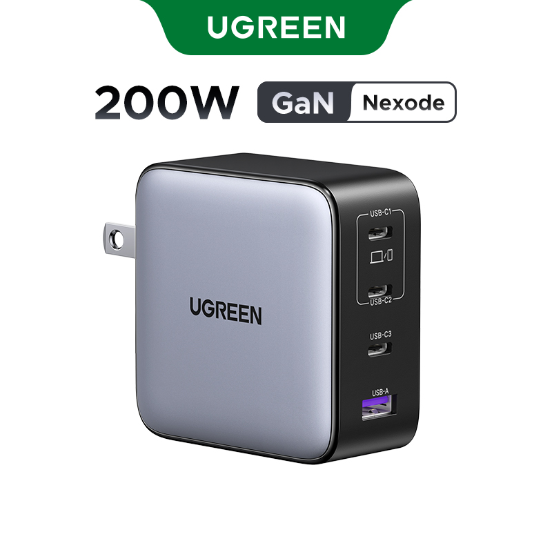  Bộ sạc nhanh UGREEN Nexode GaN 200W - 4 Cổng  3C1A  - Đối với MacBook iPad iPhone 16 15 14 13 Pro Max Samsung S24 S23 Ultra 