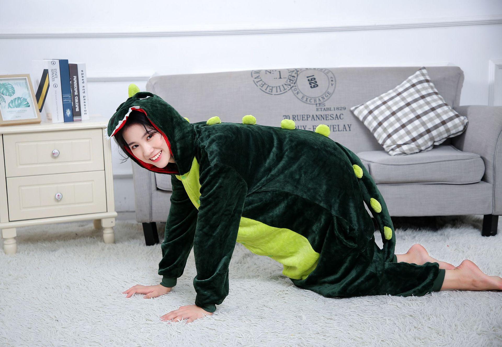 Bộ Đồ hình thú Khủng Long xanh liền thân lông mịn Pijama dành Cho Người Lớn và Trẻ Em kiểu dáng Động Vật Hoạt Hình Cosplay Đầy Đủ Các Mẫu Mã Kích Cỡ nhiều màu khahanshop 1901