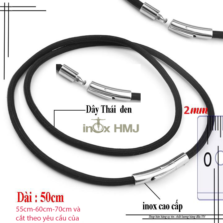 [HCM]DÂY CHUYỀN NAM DÙ ĐEN CỦA THÁI LAN 2LY ĐẦU INOX 304 CỰC ĐẸP  HM070