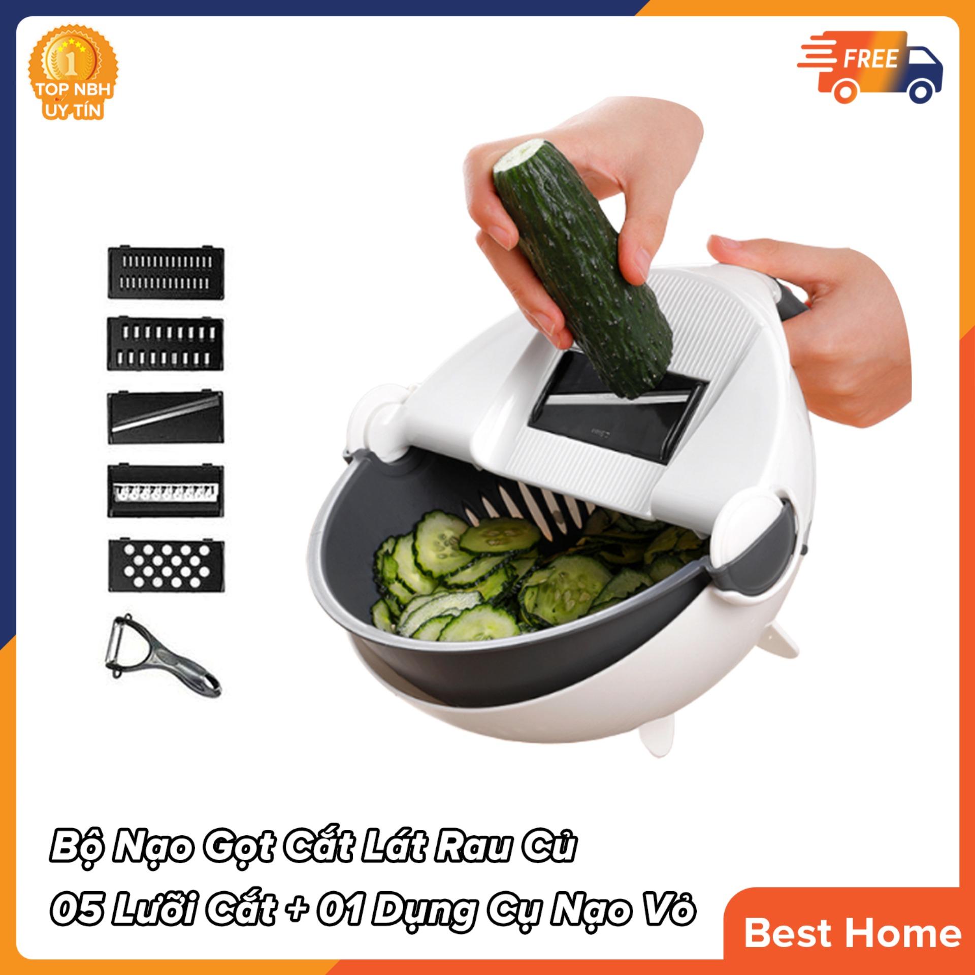 Bộ dụng cụ nhà bếp đa năng nạo gọt rau củ quả 6 in 1 có nhiều lưỡi dao thay thế tiện dụng