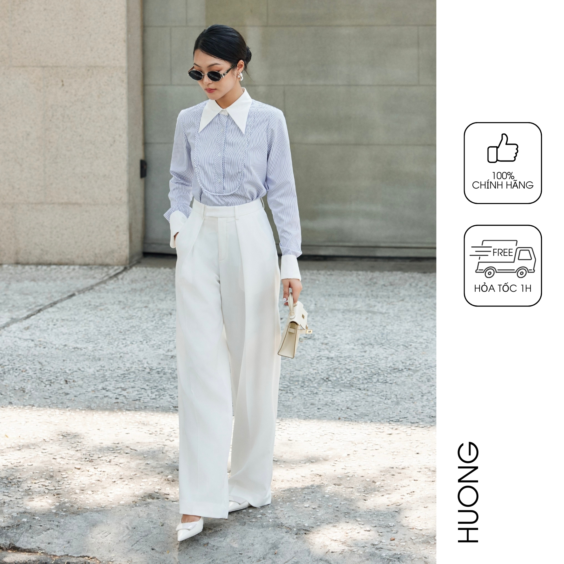  Quần suông mưa trắng HUONG BOUTIQUE HBQ123 