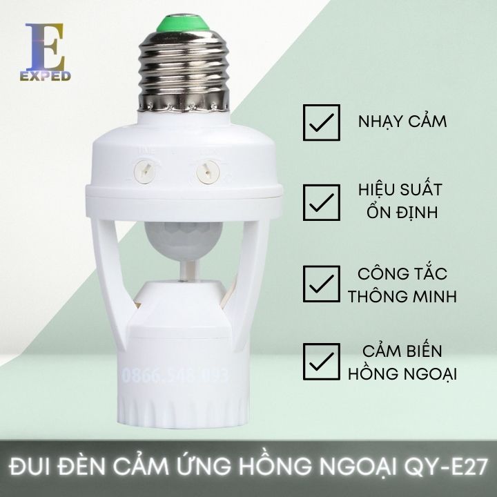 Đui đèn cảm ứng chuyển động hồng ngoại QY-E27-01