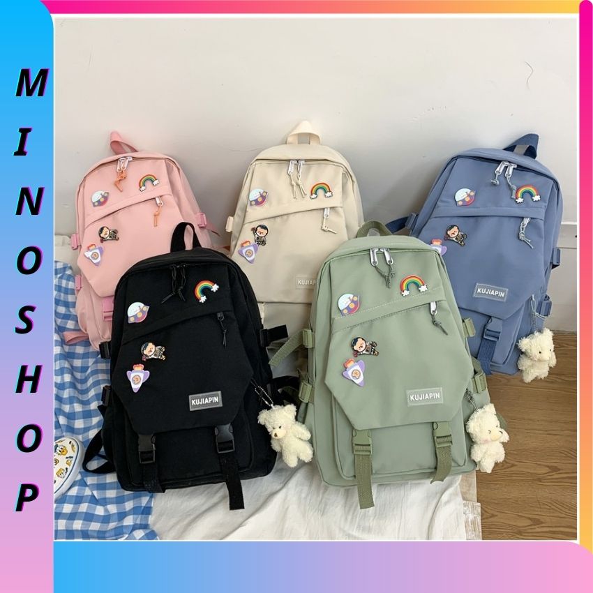 Balo Thời Trang Đi Học Du Lịch Chống Nước Nhiều Màu Nam Nữ Đều Dùng Được BL05 (không móc sticker) MINOKA SHOP