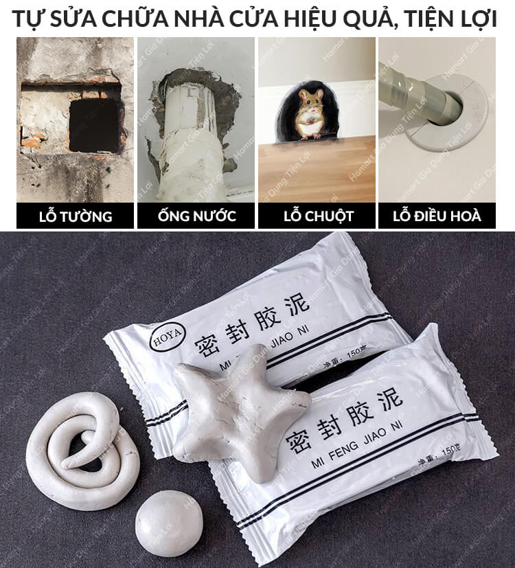 Keo Đất Sét Xi Măng Trắng 160gr Chống Thấm Bịt Lỗ Điều Hoà Cách Nhiệt Vá Trám Nứt Tường Nhà Hiệu Quả