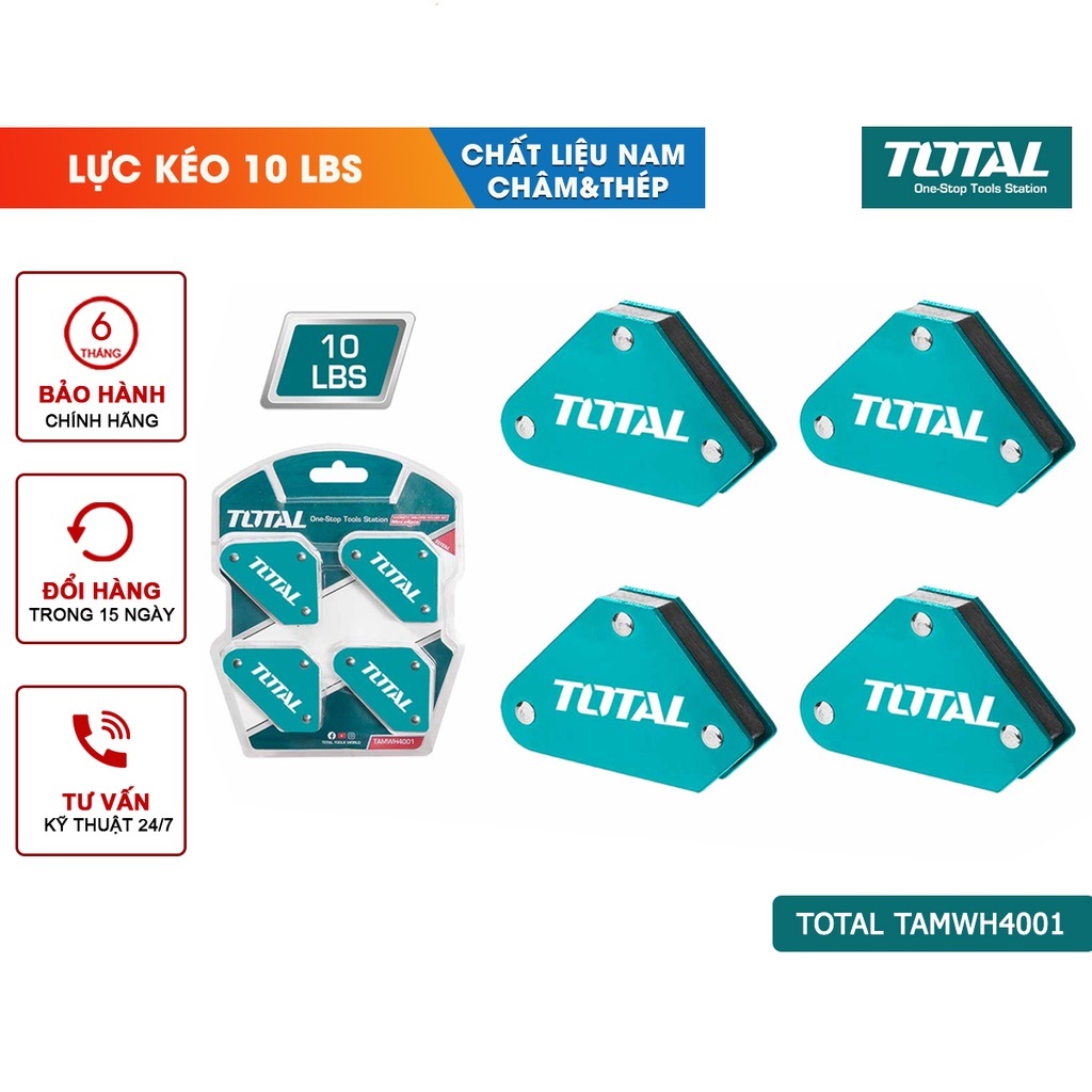 Bộ 4 ke góc hàn nam châm 3 góc total tamwh4001 nam châm mini 45 độ, 90 độ, 135 độ, bh 6 tháng tools and hardware