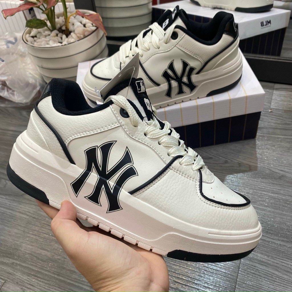 High Quality Mlb Chunky Shoes for Men and Women, Black Ny Shoes, Blue Ny, White Ny, Cream B, Blue B with Height Increasing Sole Full Size 36-43 - 2