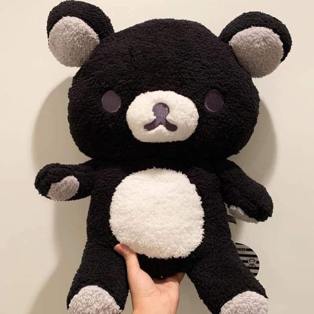 Gấu Nhât-SanX Rilakkuma Black Monochrome Fluffy Bear Plush