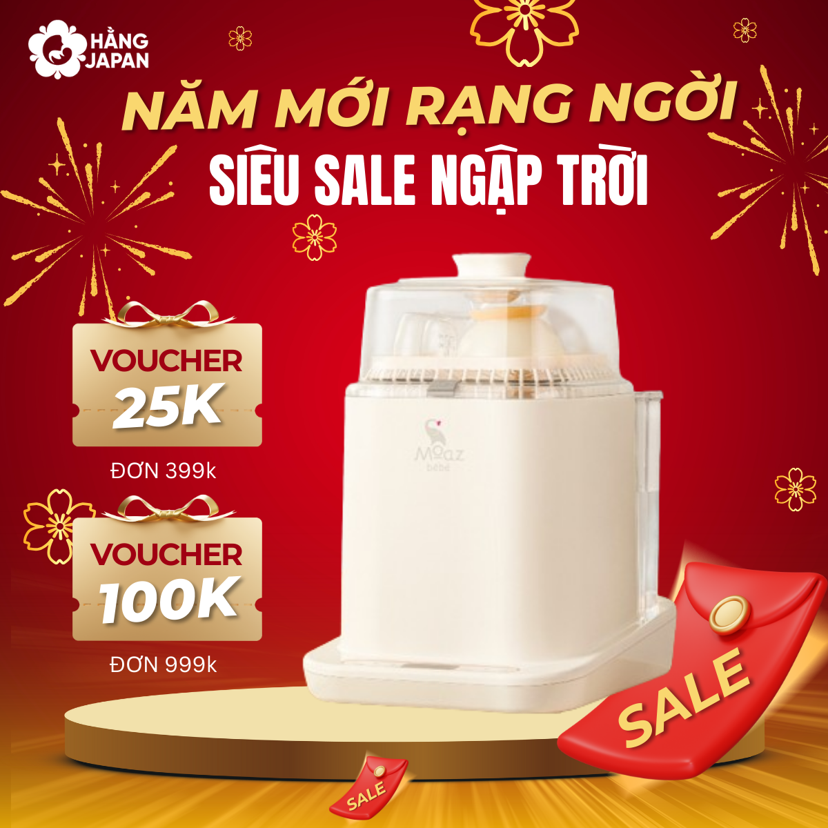 Máy rửa bình sữa Moaz Bebe MB064 chó bé - BH 12 THÁNG CHÍNH HÃNG