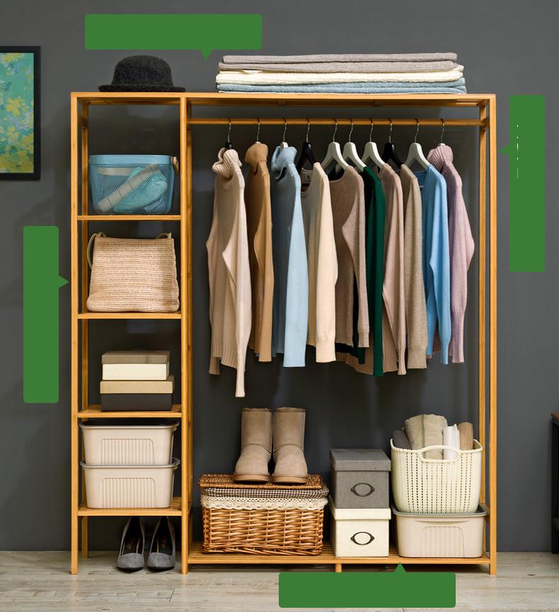 Tủ quần áo trống khung tre 123x30x145, tủ treo quần áo