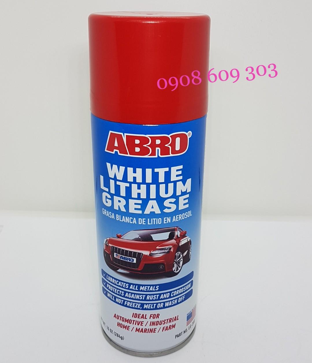Chai xịt mỡ bò dạng nước abro white lithium grease 284g