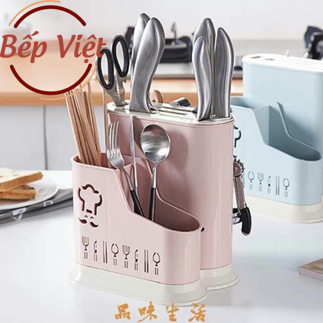 Ống Đũa Thìa Có Móc Treo Kèm Khay Cắm Dao Kéo. Sản Phẩm Nhựa Cao Cấp Việt Nhật