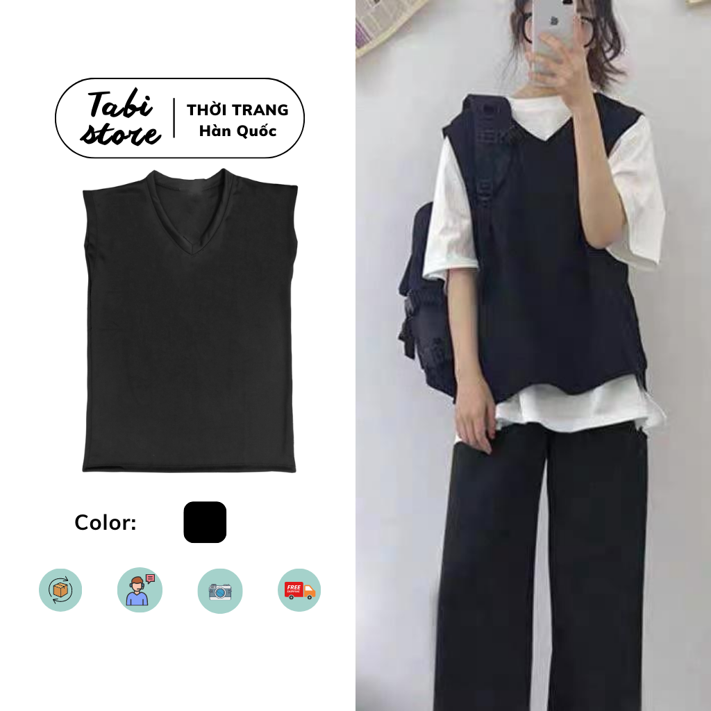 Áo gile nỉ style hàn quốc basic - áo gile trơn kèm video sản phẩm shop tự quay