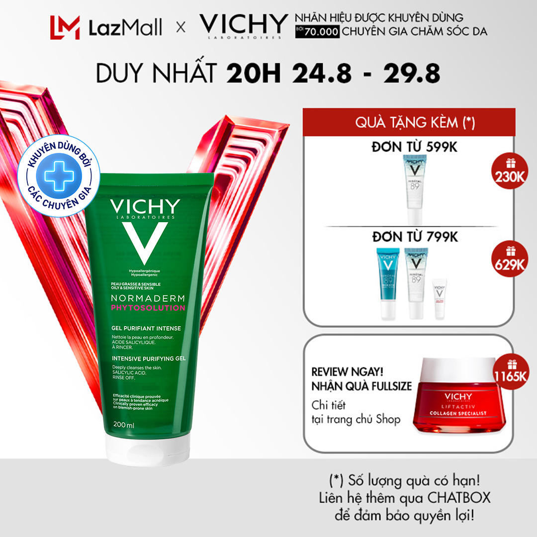 Sữa rửa mặt làm sạch sâu Vichy Laboratoires Normaderm Intensive Pur 200ml