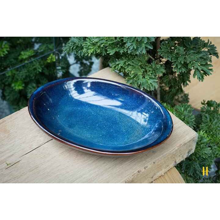 Khay bầu dục D23 - men hỏa biến cao cấp