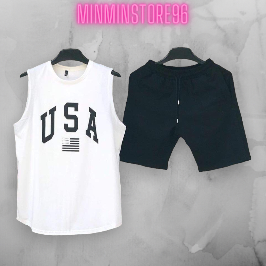 [HCM]( FREESHIP TOÀN QUỐC) Set ba lỗ tập gym nam, đồ bộ thun nam, nguyên sét áo sát nách kèm quần short nam Thời Trang MINMINSTORE