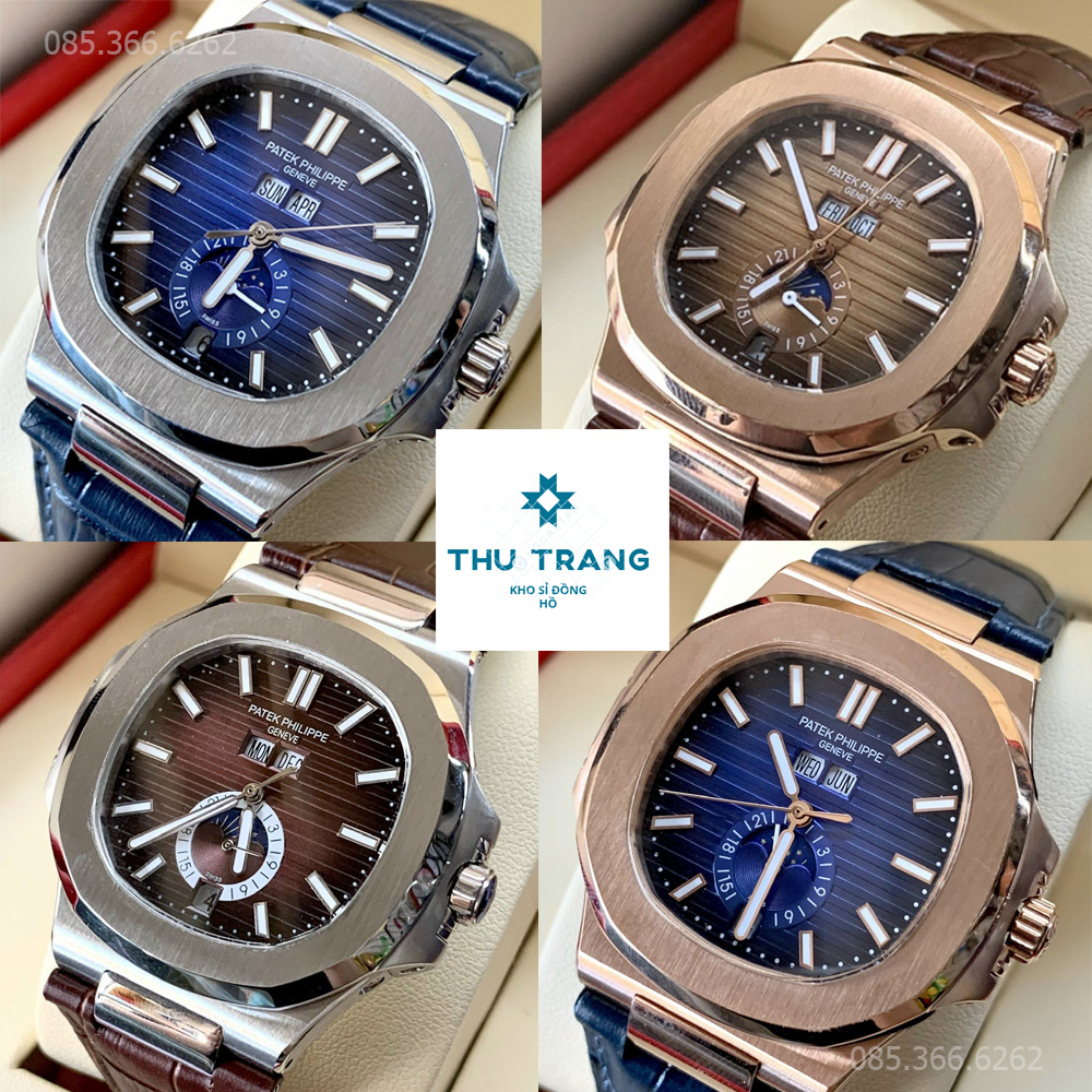 Đồng hồ Nam Pan-teek đồng hồ cơ Automatic mặt vuông viền trơn dây da size 41-42mm