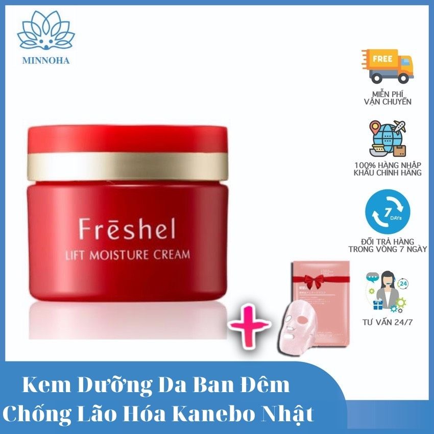 [Freeship+Quà 15k] Kem đêm dưỡng ẩm chống lão hóa Kanebo Freshel Lift Moisture Cream 35g - Nhật Bản, với chiết xuất bổ sung từ Royal Jelly, Collagen, Hyaluronic Acide tăng cường dưỡng ẩm, chống nhăn Minnoha Store