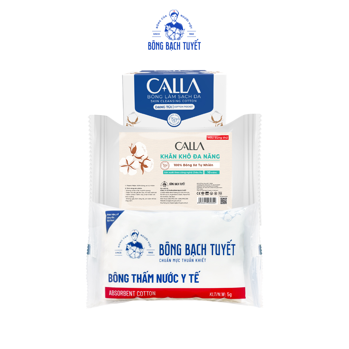 Hàng tặng không bán - combo 3 quà: khăn khô đa năng, bông tẩy trang xỏ ngón, bông y tế