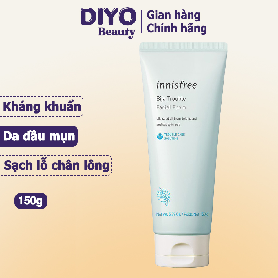 Sữa rửa mặt Innisfree Bija Trouble Facial Foam 150ml Hàn Quốc - DIYO Beauty