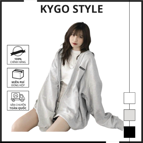 Áo khoác nỉ hoodie dây kéo form rộng chất vải nỉ dày. Áo khoác hoodie unisex ulzzang K028