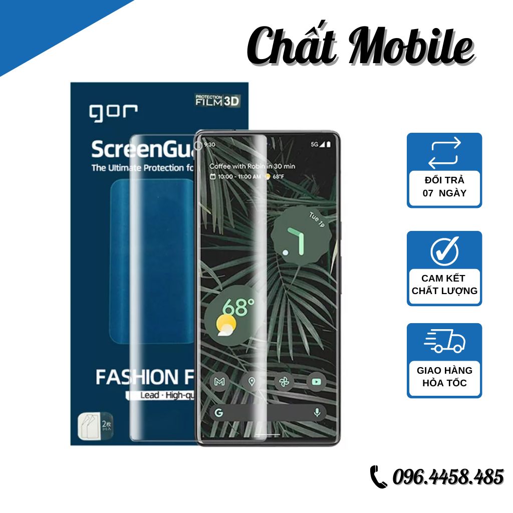 Film miếng dán bảo vệ màn hình google pixel 6 pro - 7 pro gor chính hãng full hộp 2 miếng dán, chống xước, trong suốt