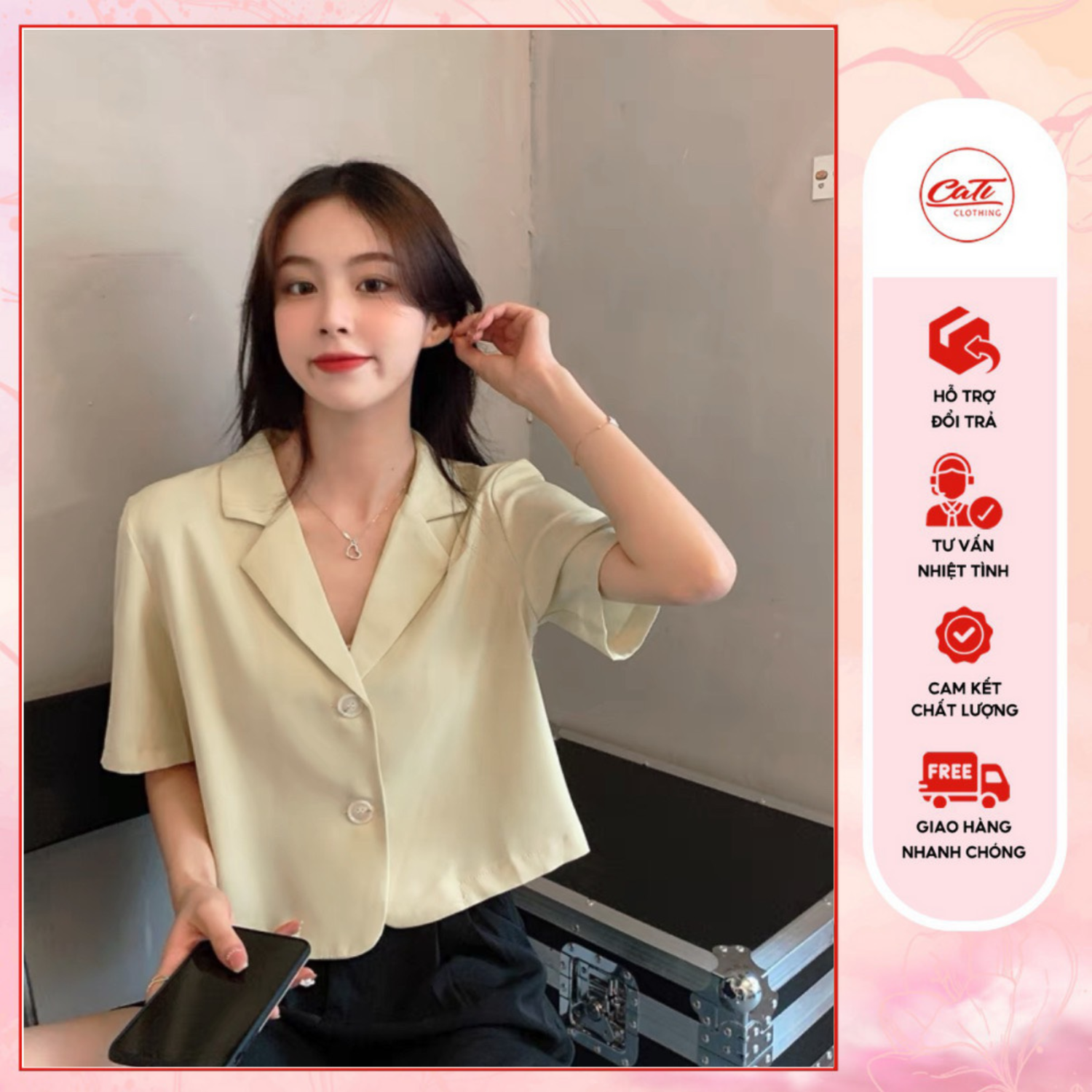 CATI Áo khoác blazer style Hàn dáng croptop