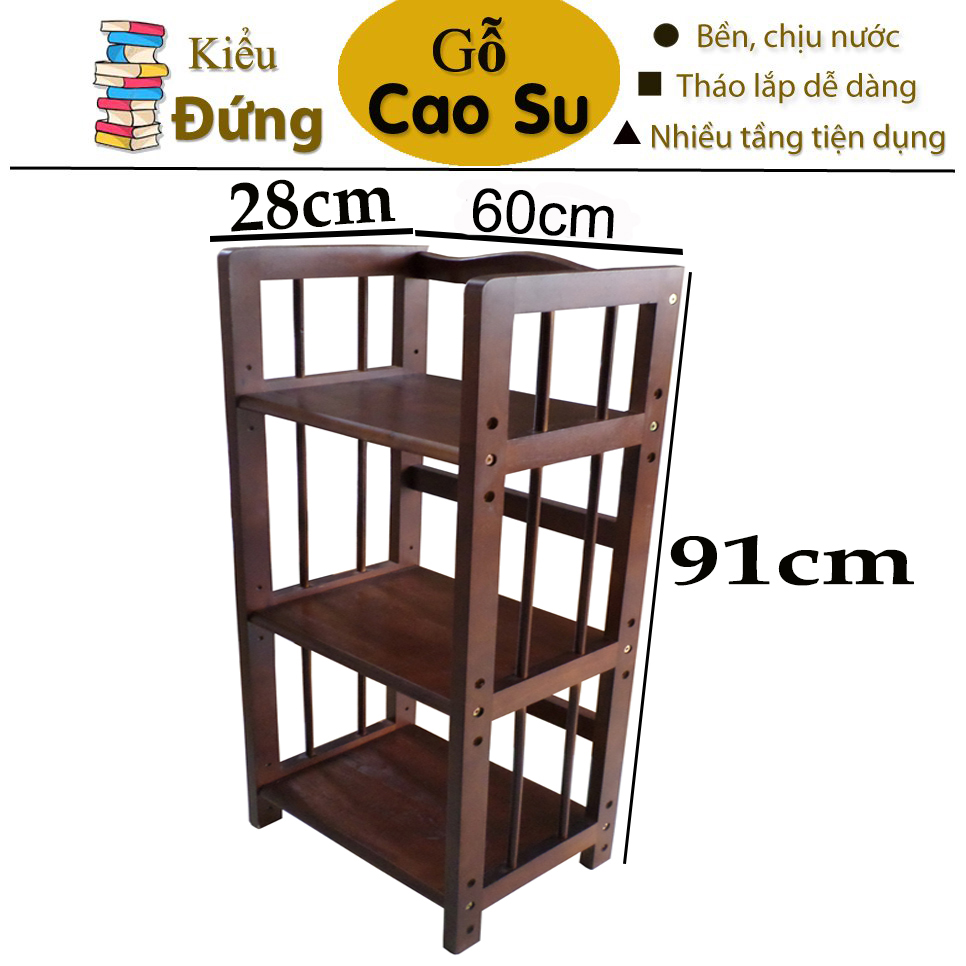 Kệ sách 3 tầng rộng 60cm bằng gỗ, kệ gỗ đa năng 3 tầng, kệ gỗ tháo lắp tiện lợi, kệ để sách hồ sơ văn phòng